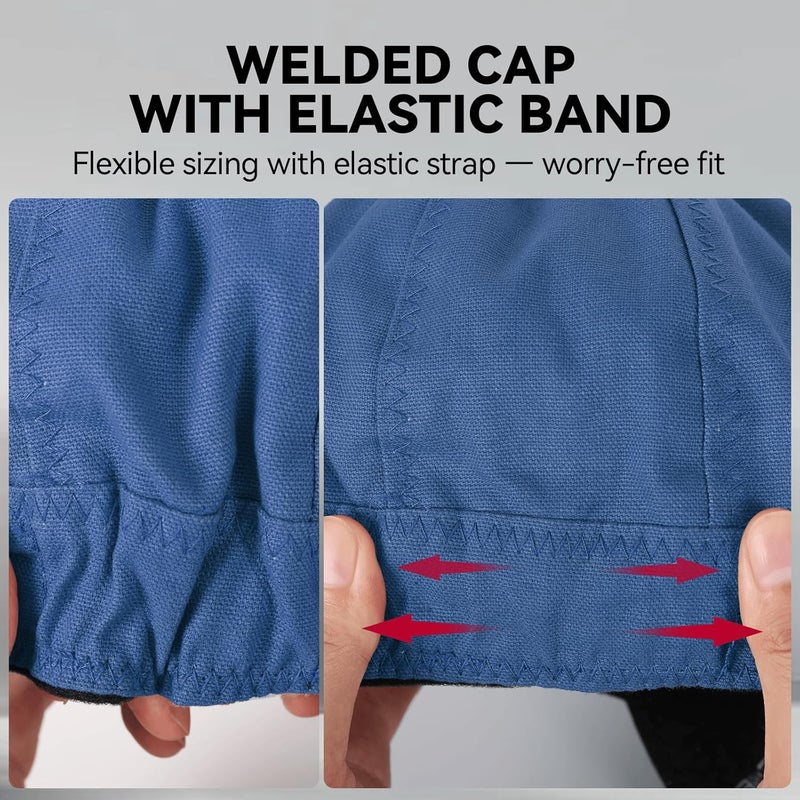 ARCCAPTAIN Reversible Welding Cap with Elastic Retractable Band, 8 Panel Protective Welders Cap, 10 oz Fireproof Cotton Comforts for Safety and Protection While Welding to Men Women, 7 5/8, Blue - Image 3